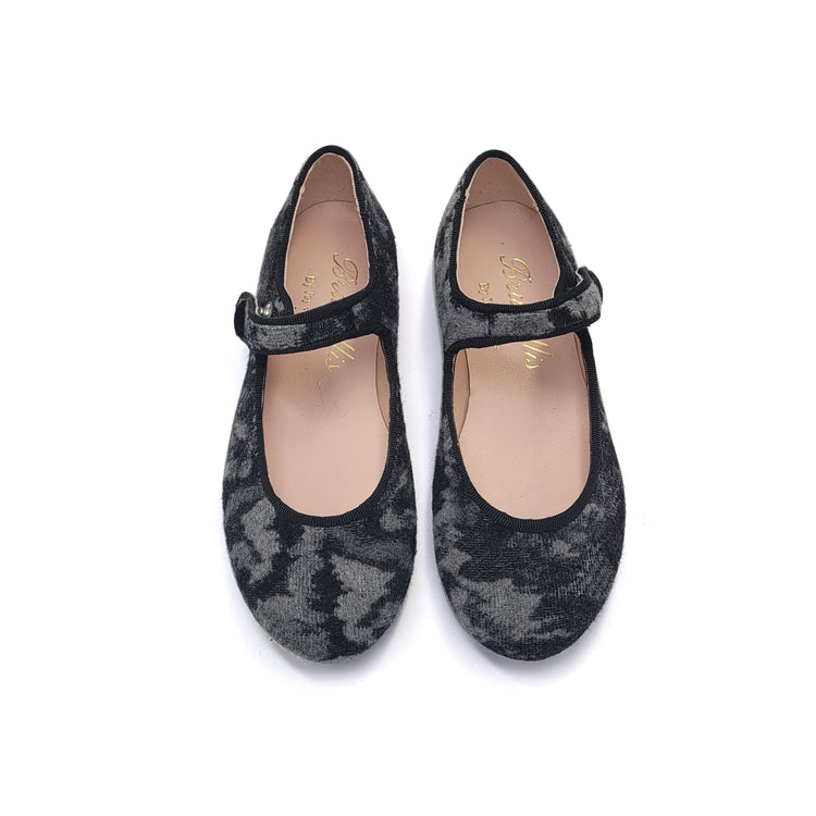 Brunellis Black Grey Wool Mary Jane S-21