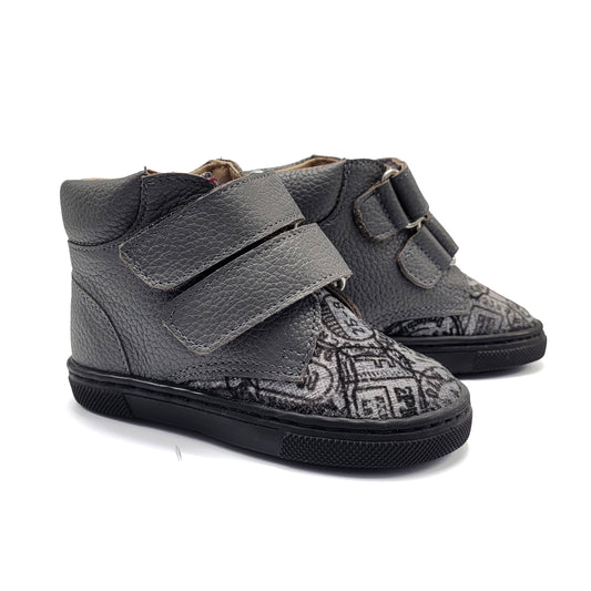 Maria Catalan Grey Stamp Velcro Sneaker 395201