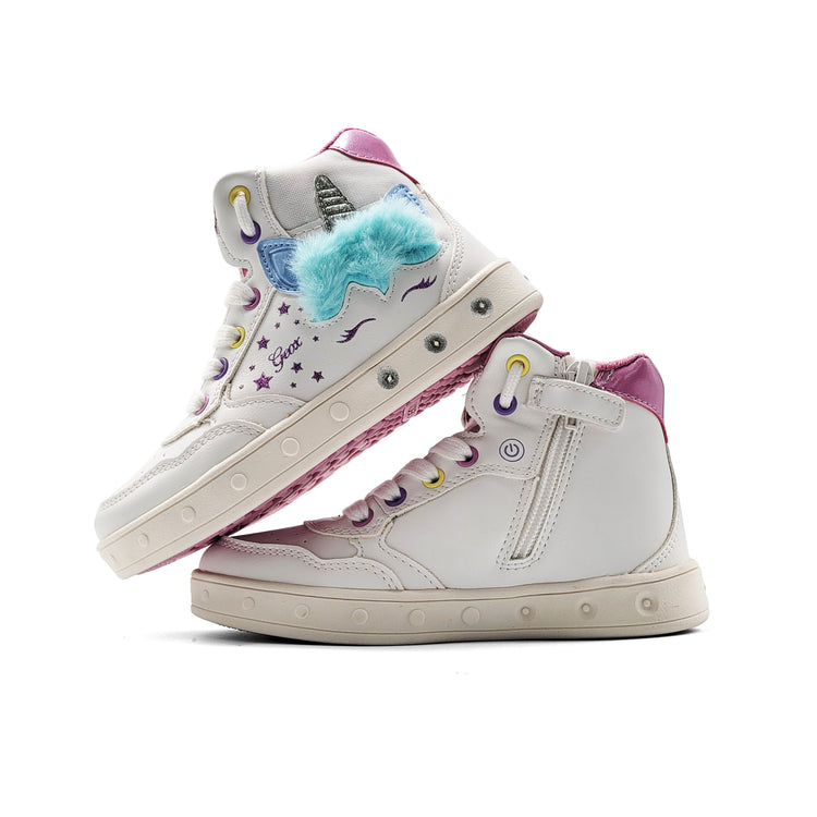 Geox White Multicolor Light Up High Top Sneaker J368