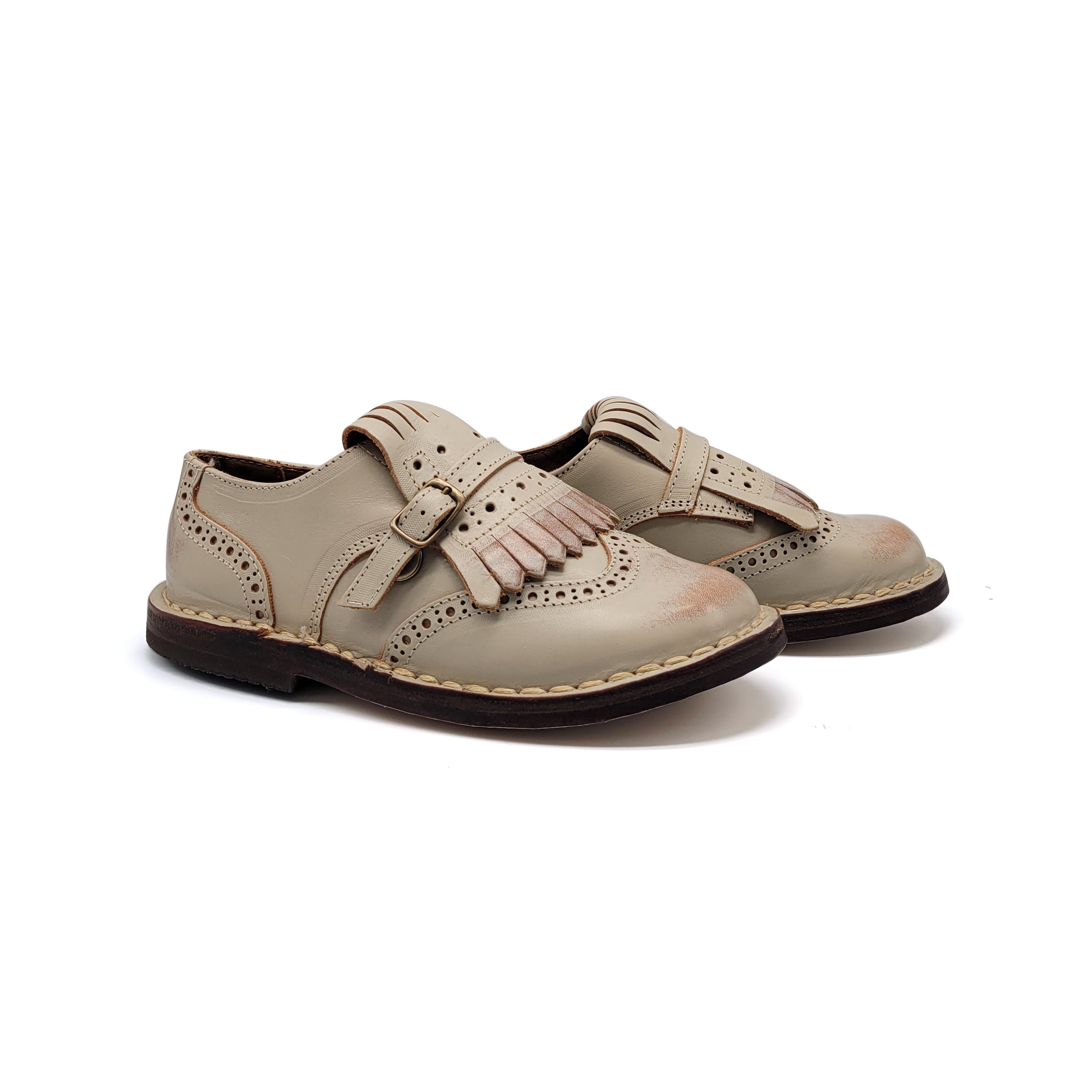 Pèpè two-tone leather crib shoes - Neutrals