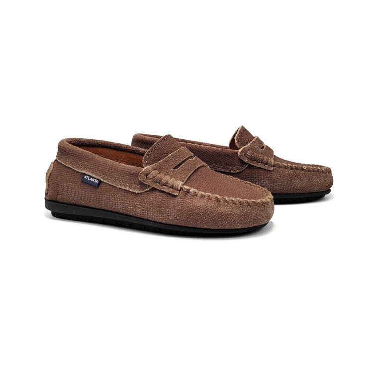 Atlanta Mocassin Taupe Twill Penny Loafer 032