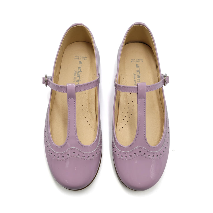 Andanines Lilac Patent T-Strap Mary Janes 221520