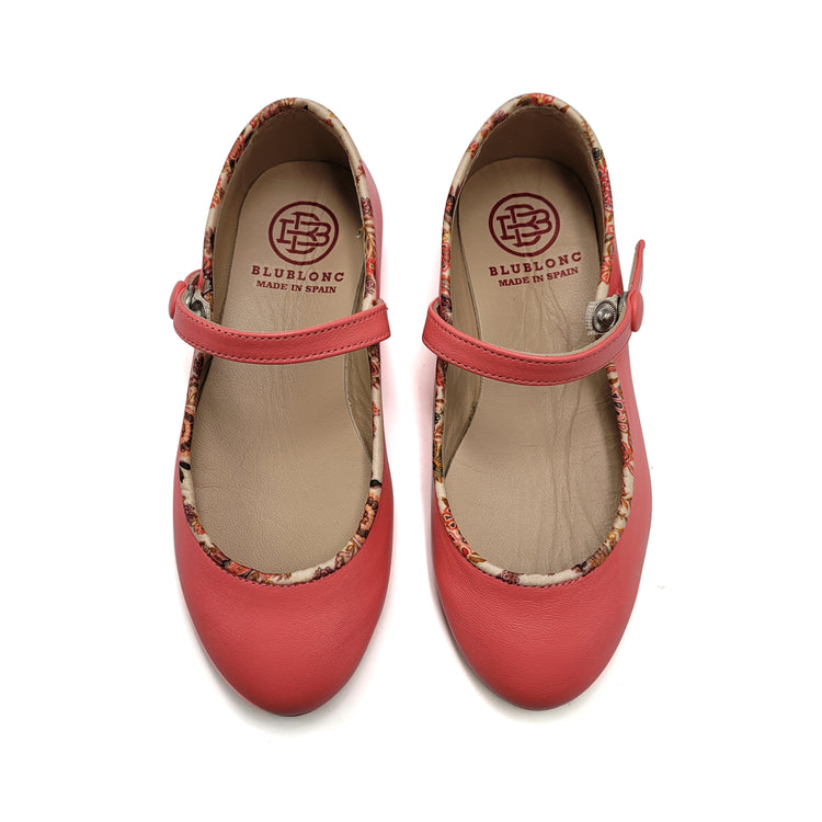 Blublonc Chita Coral Floral Piped Mary Jane