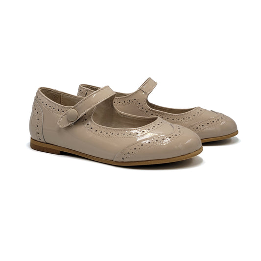 LMDI Doll Buttery Nude Patent Wingtip Mary Jane