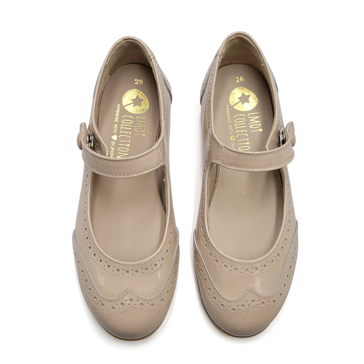 LMDI Doll Buttery Nude Patent Wingtip Mary Jane