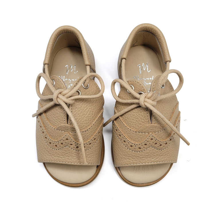 Manuela De Juan Taupe Pebbled Baby Sandal S3122