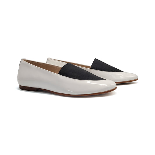 Hoo White Leather Pointed Slip On 2434