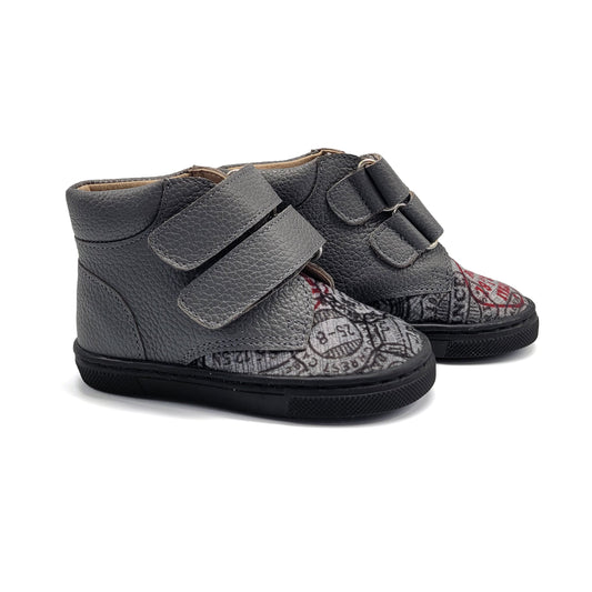 Maria Catalan Grey Stamp Velcro Sneaker 395201
