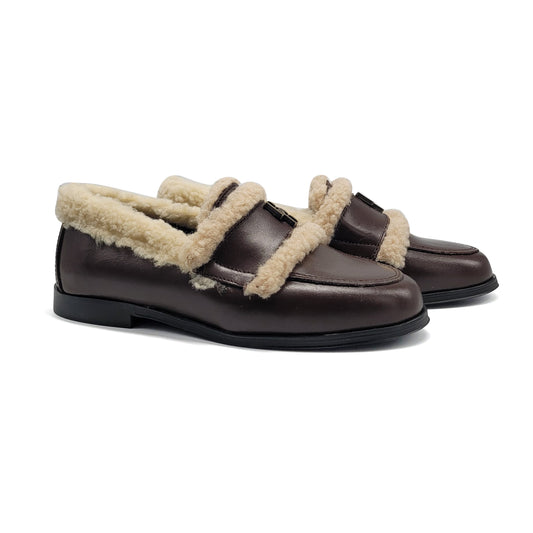 Blublonc Holly Brown Sherpa Loafer