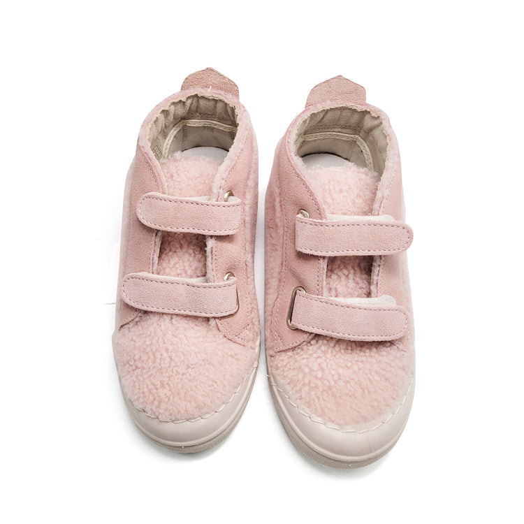 Pepe Rose Pink Fuux Shearling Velcro Sneaker 006