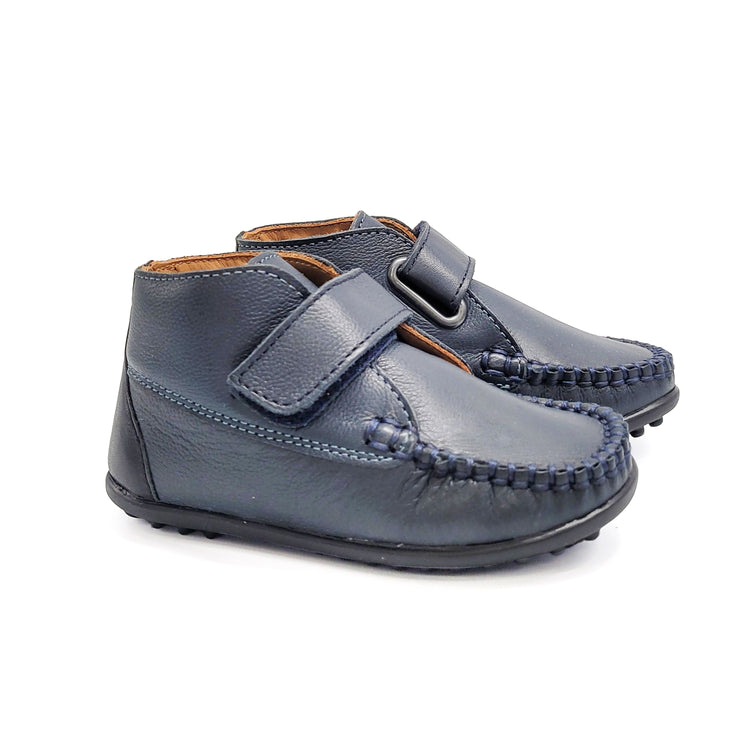 Porte Navy Cobbled Velcro Baby Bootie