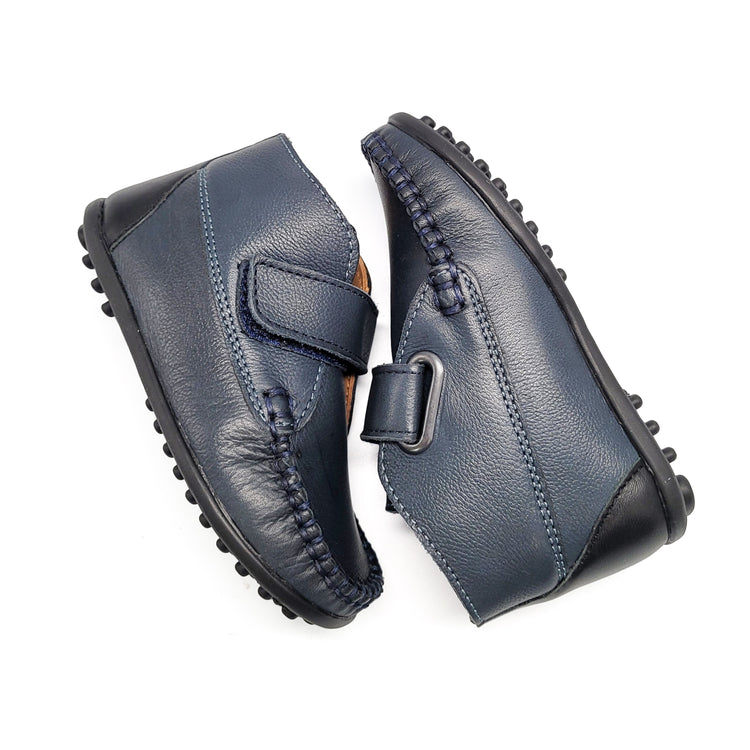 Porte Navy Cobbled Velcro Baby Bootie