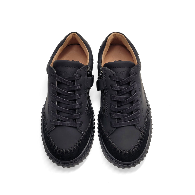 Porte Black Gum Stitched Lace Sneaker 21547