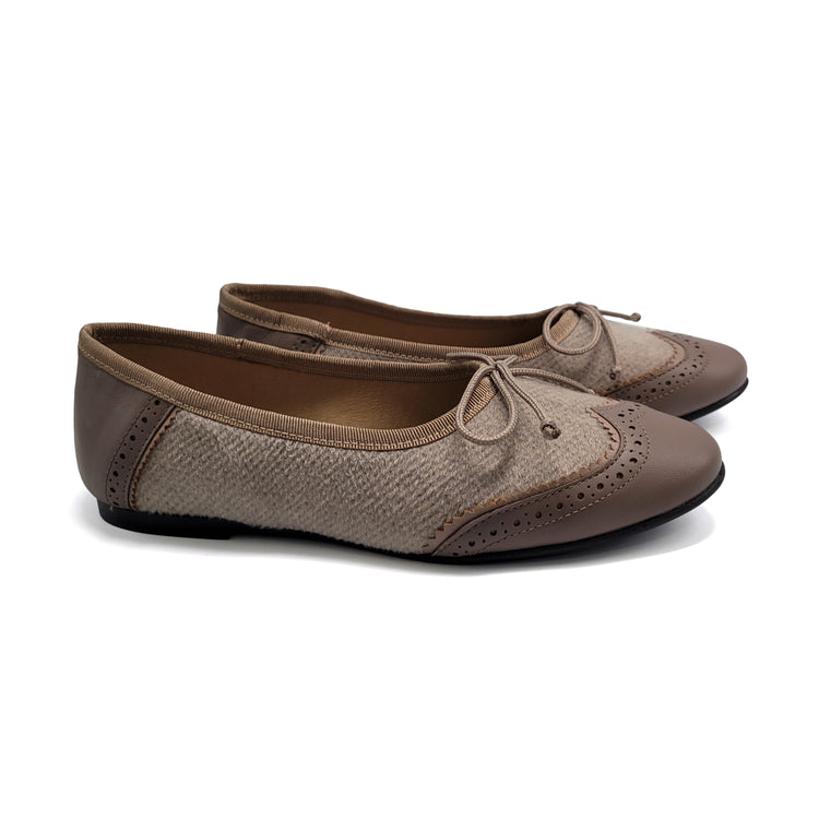 Maria Catalan Taupe Shaker Wingtip Ballet 705705