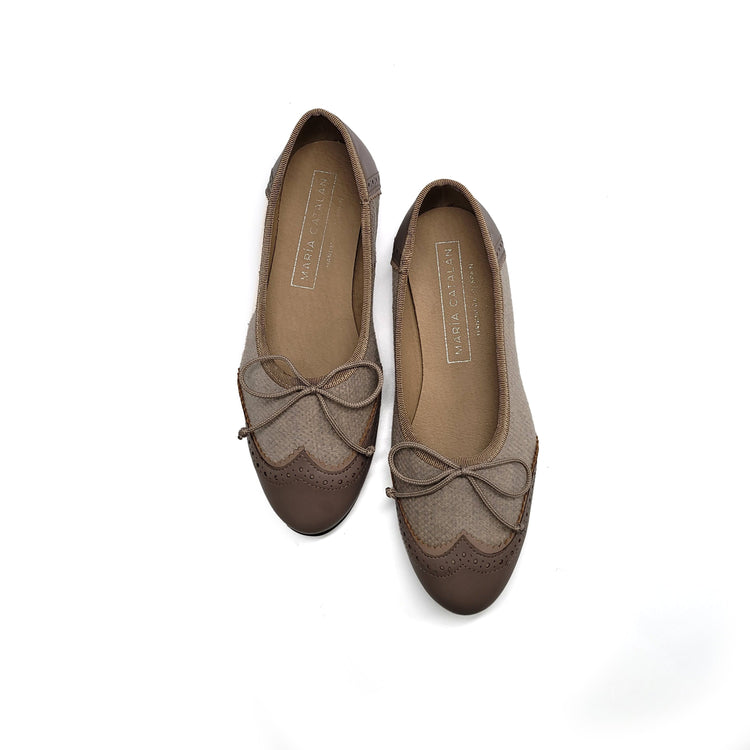 Maria Catalan Taupe Shaker Wingtip Ballet 705705