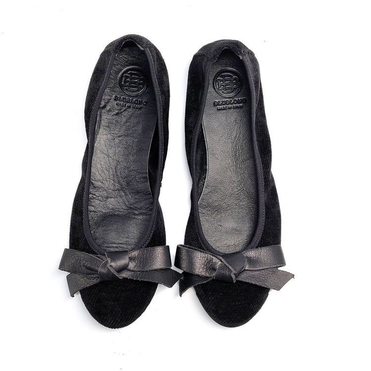 Blublonc Black French Velvet Ballet Flat