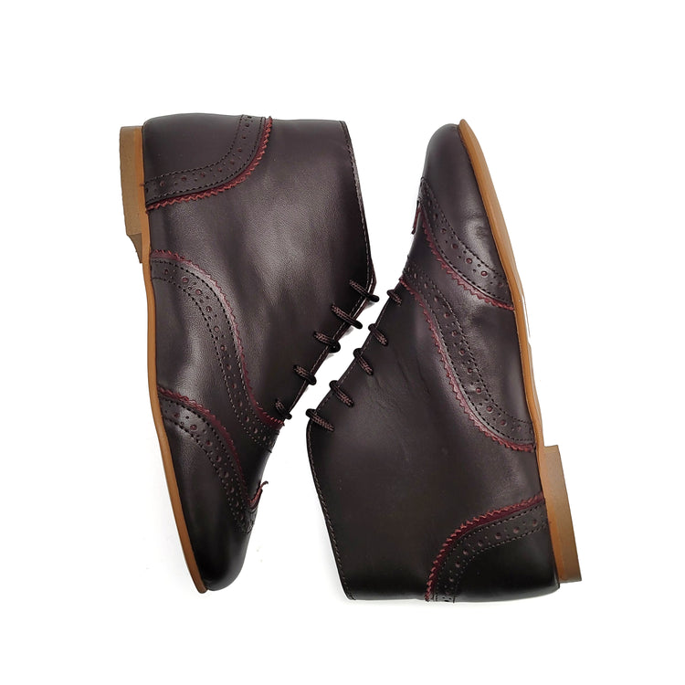 Sonatina Royal Mocha Wine Wingtip Lace Bootie