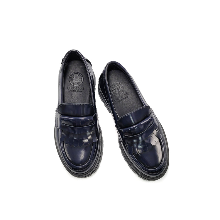 Blublonc Heidi Navy Burst Fringe Chunky Loafer