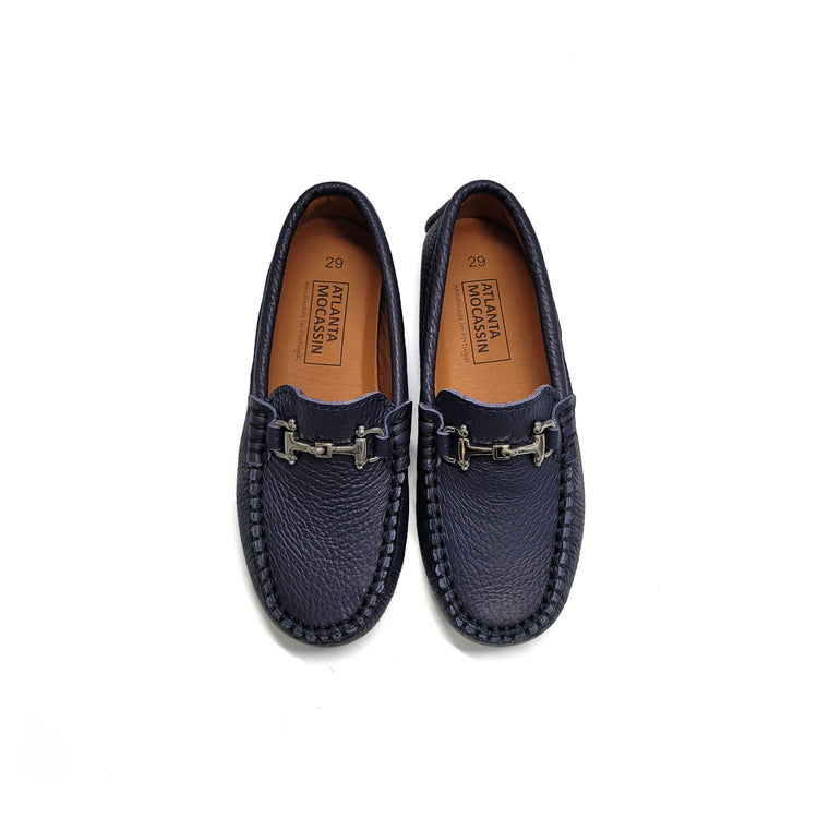 Atlanta Mocassin Navy Grain Buckle Loafer 043