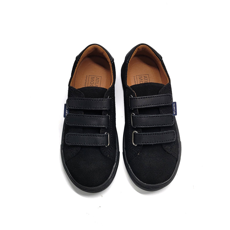 Atlanta Mocassin Black Twill velcro sneaker  523