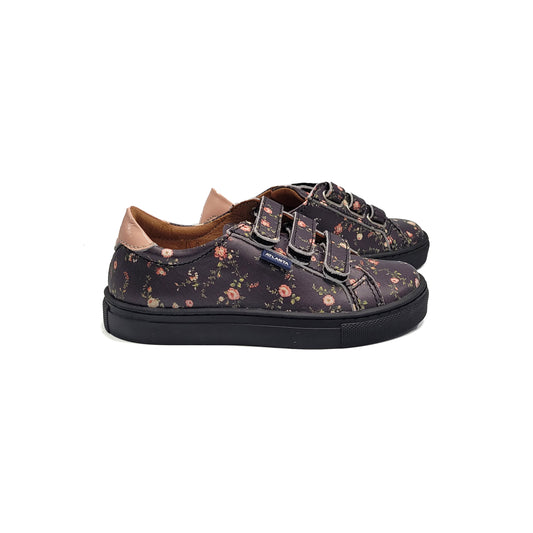 ATLANTA MOCASSIN Black Romantic Flower Velcro Sneaker 523