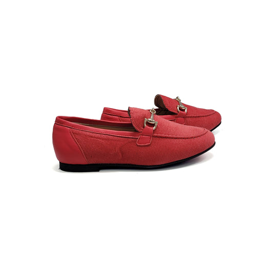 Brunellis Coral Sunset Ribbed Velvet Chain Slip on S-18