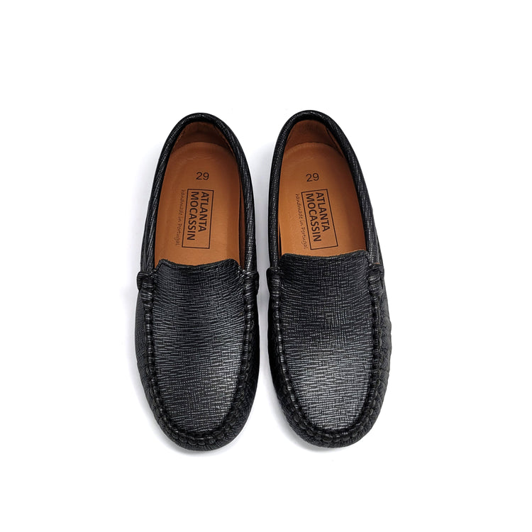 ATLANTA MOCASSIN Saffiano Shimmer Black Slip On Loafer 015