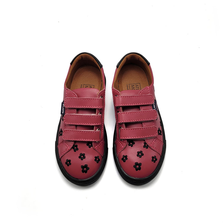 Atlanta Mocassin Rasberry Flowers Velcro Sneaker 523