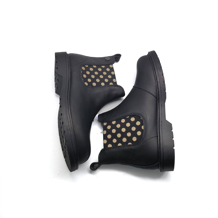 Falcotto (Naturino) Piccadilly Black Gold Polka Dot Chelsea Bootie