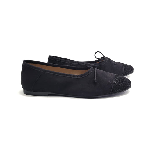 Maria Catalan Black Suede Hi Cut Ballet Flat 700719