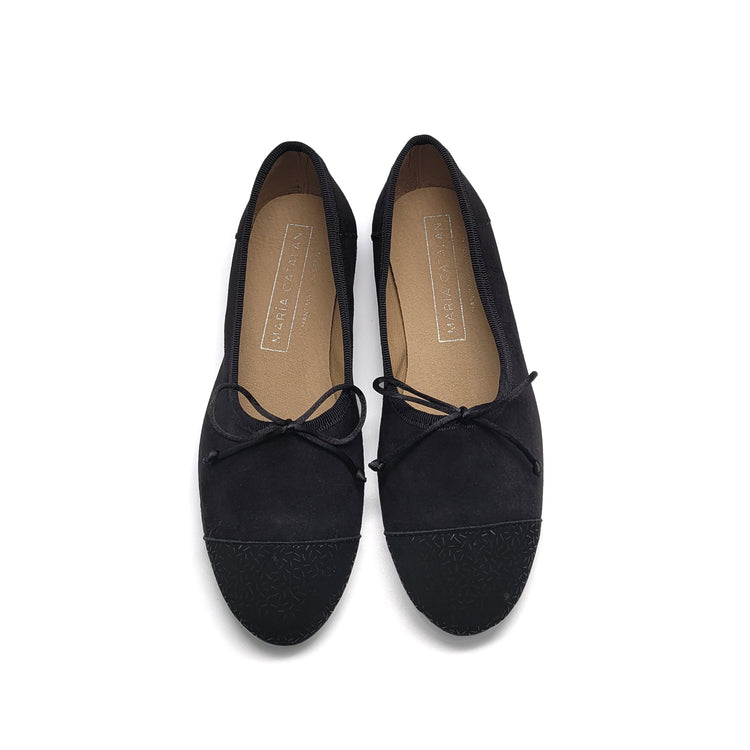 Maria Catalan Black Suede Hi Cut Ballet Flat 700719