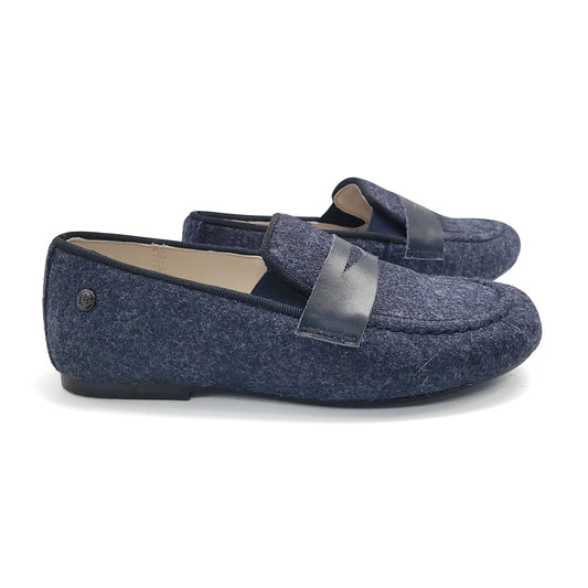 Manuela De Juan Navy Wool Penny Loafer S3139