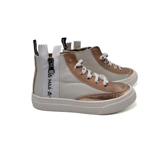 MAA Old Rose Faux Fur Detail Hi-Top Sneaker C444