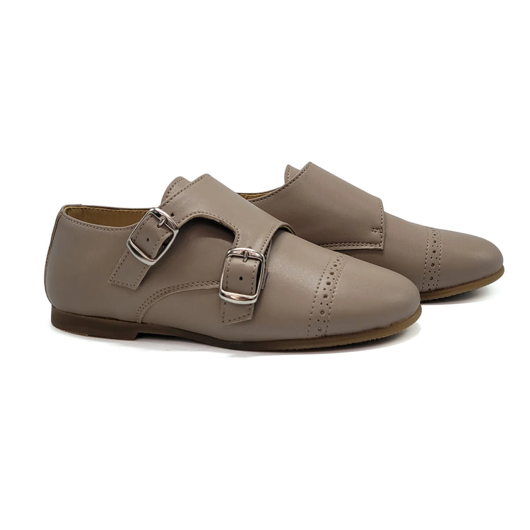 Maria Catalan Taupe Velcro Monk Strap Dress Shoe 605708