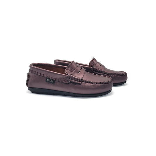 Atlanta Mocassin Old Rose Metal Slip On Penny Loafer 032