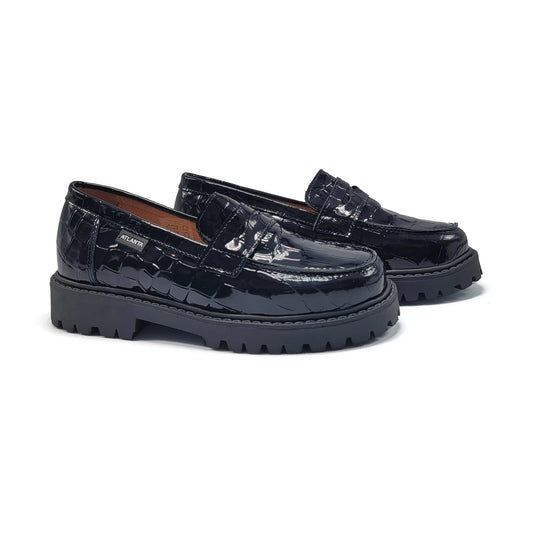 Atlanta Mocassin Navy Croc Loafer 719k