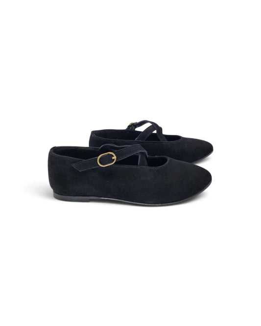Blublonc CeeCee Rich Black Suede Cross Buckle Mary Jane
