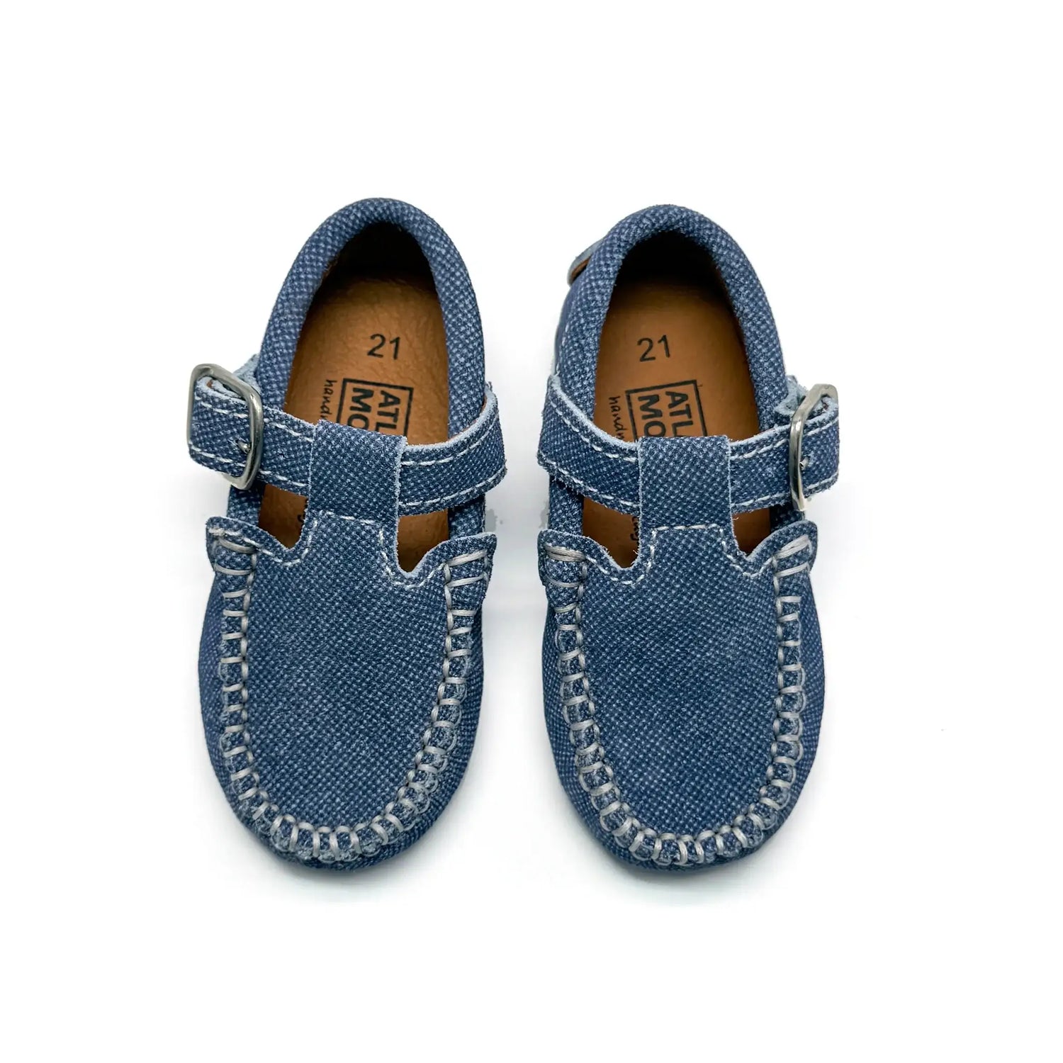 Atlanta mocassin denim blue t strap loafer fast shipping