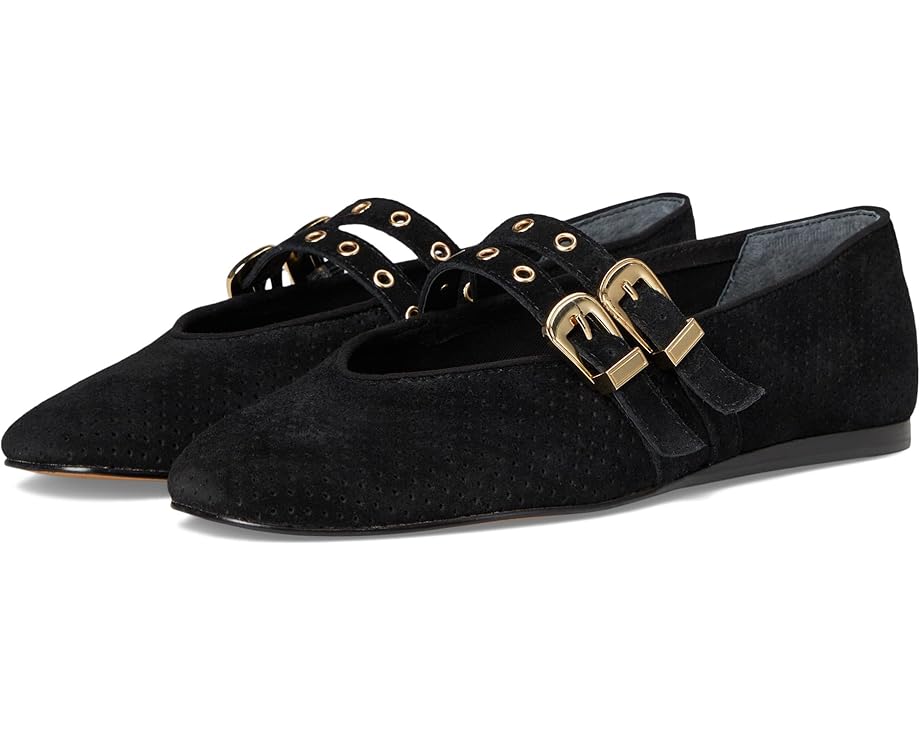 Dolce Vita Bayle Onyx Black Suede Perforated Double Strap Mary Jane