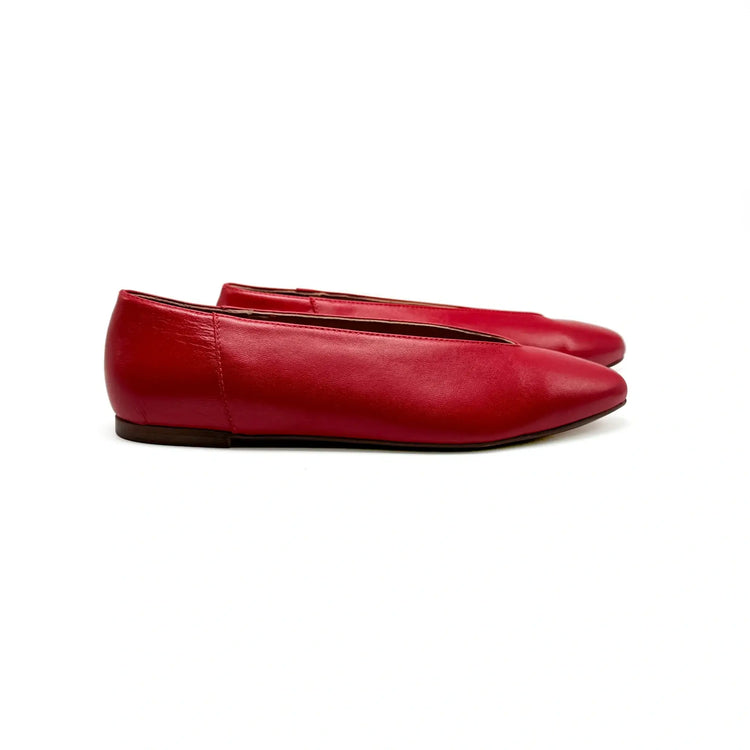 Crimson red v cut ballerina flats spain fast shipping
