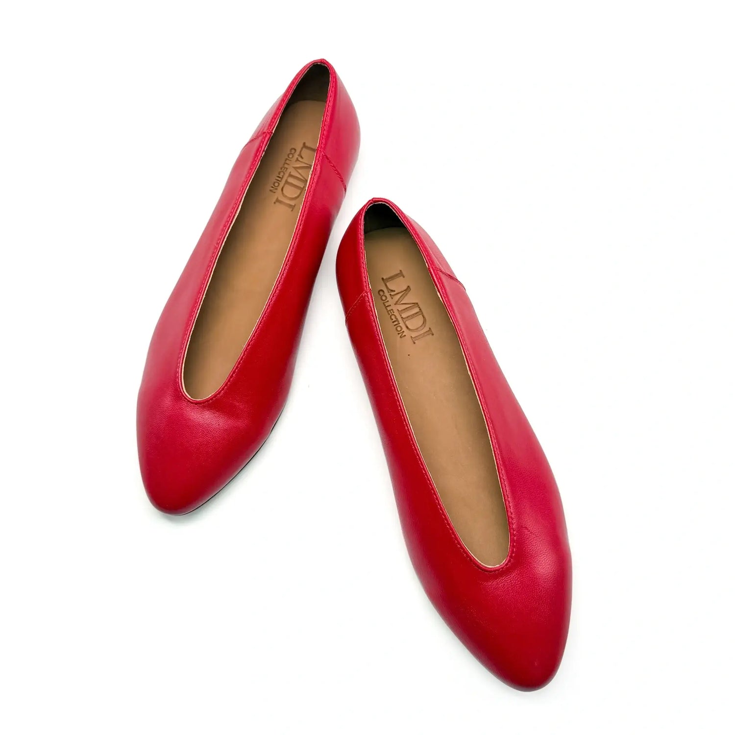 Crimson red v cut ballerina flats spain fast shipping
