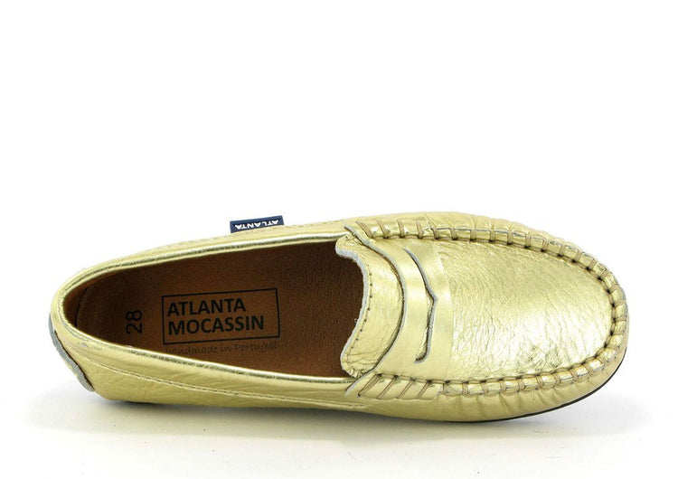 Atlanta Moccasin Gold Metallic Penny Loafer mt64