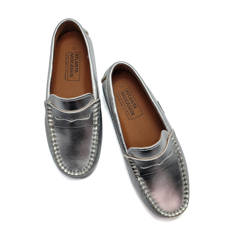 Atlanta Mocassin Silver Penny Loafer 032