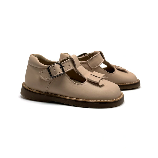 Blublonc Shir Petal Pink Bow T-Strap First Walker