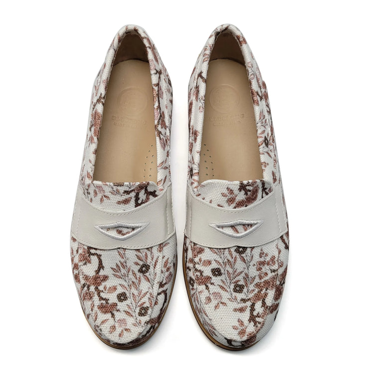 Blublonc Caylee Cappuccino Floral Penny Loafer