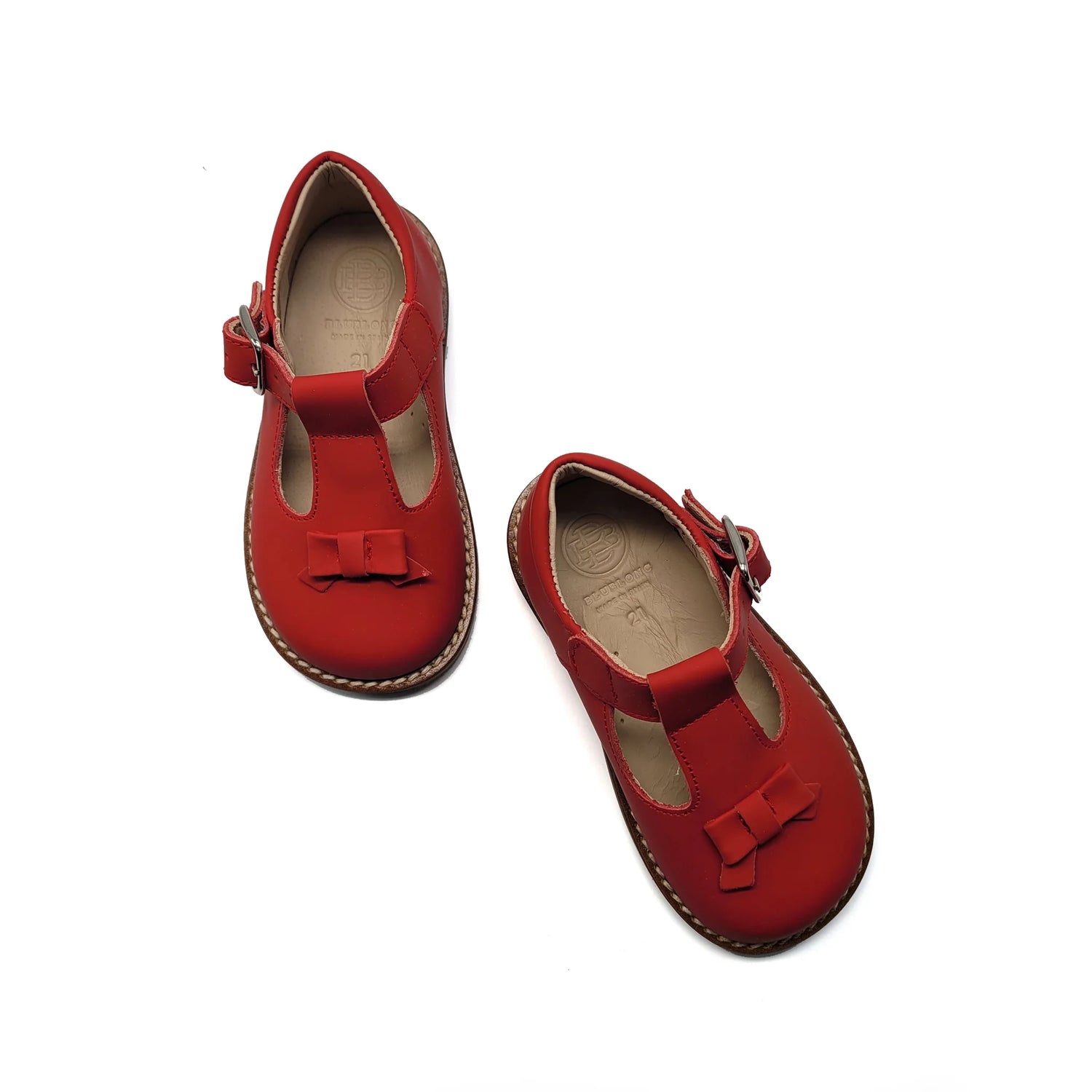 Blublonc Shir Red Gum Bow T-Strap First Walker