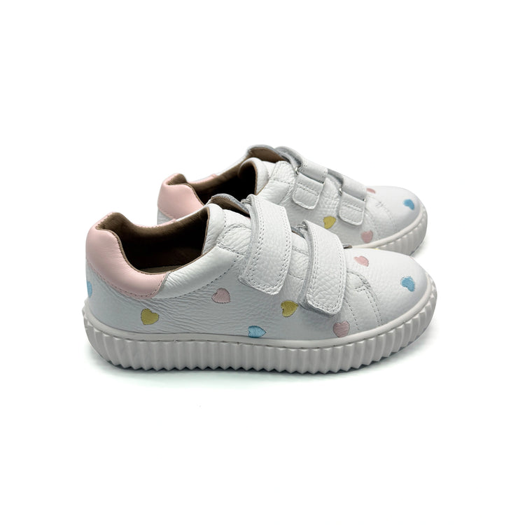 multi hearts velcro sneaker pink backing
