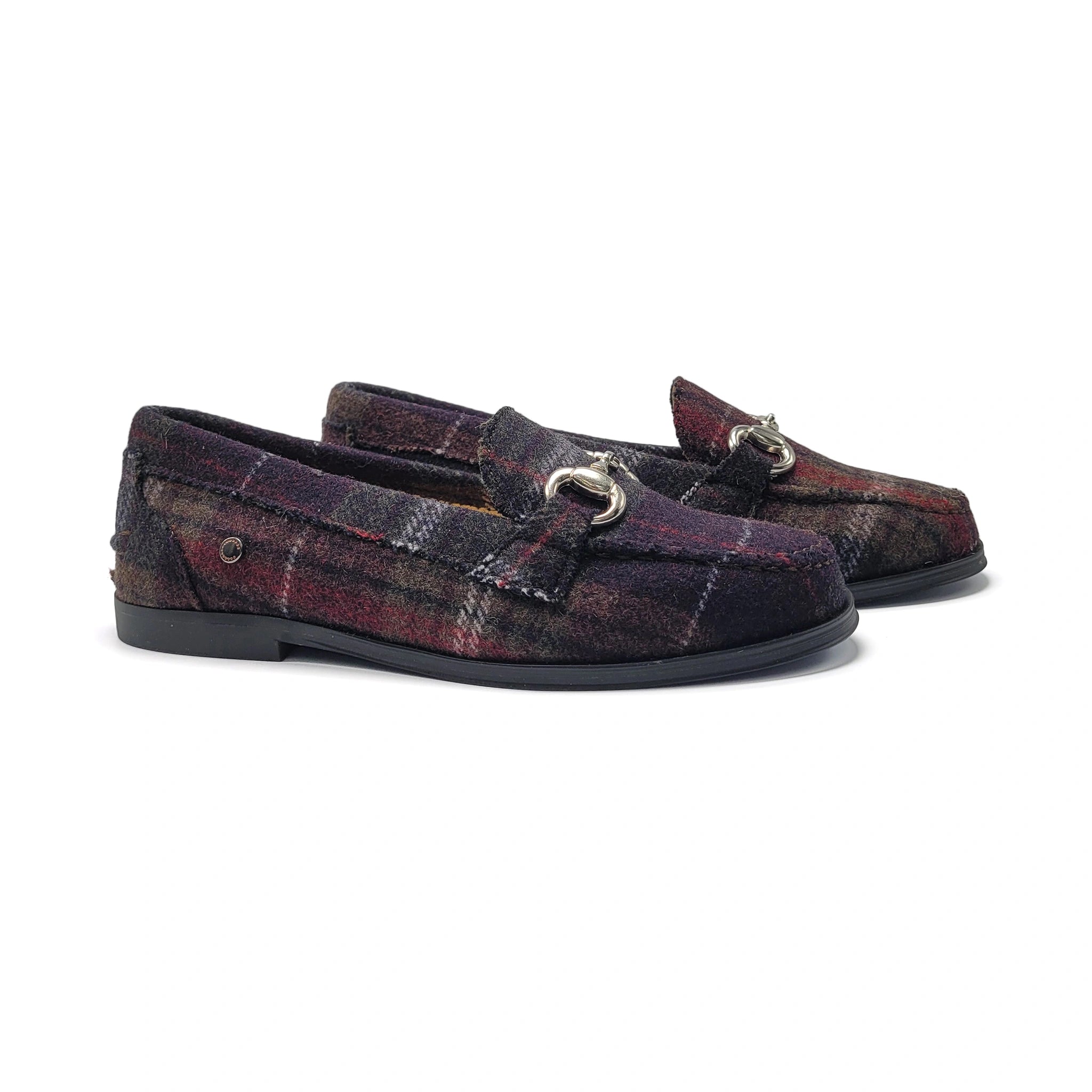 Confetti Burgundy Plaid Chain Loafer 6440