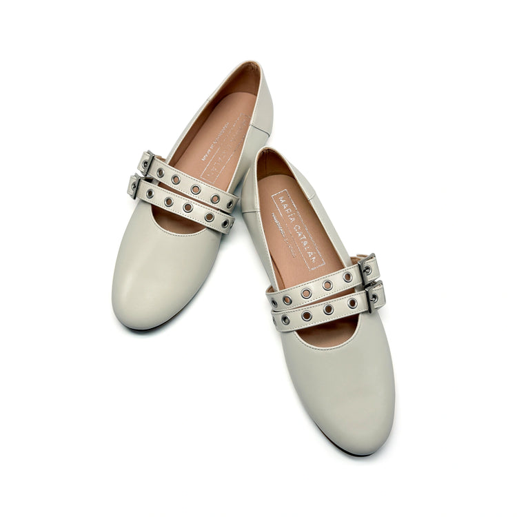 Maria Catalan Porcelain (Off White) Two Strap Mary Jane