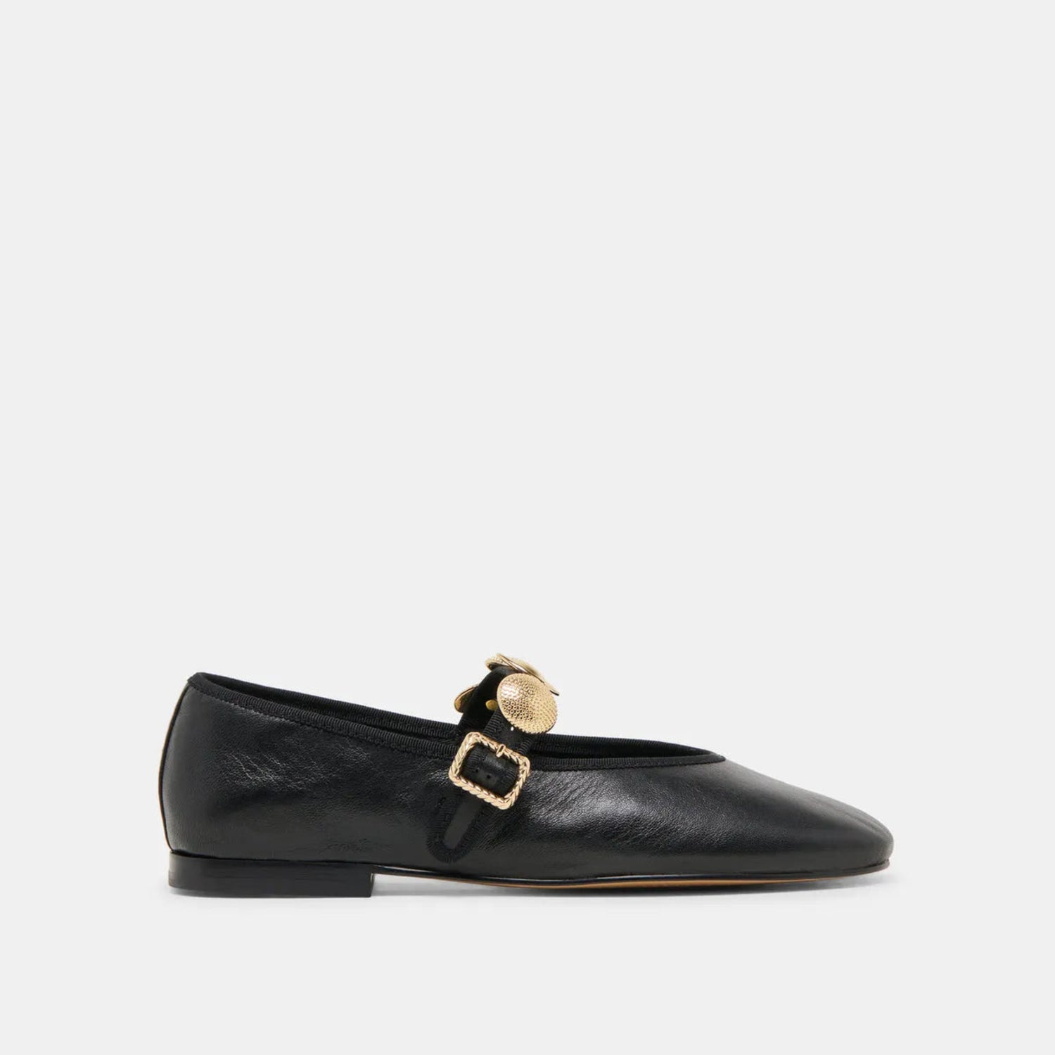 Dolce Vita Relan Black Leather Gold Ornaments Mary Jane